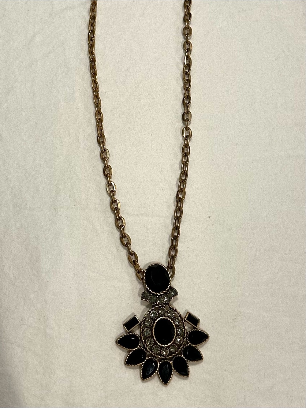 JCREW  Gold-Tone Black Stone Pendant Necklace - Elegant Women’s Jewelry